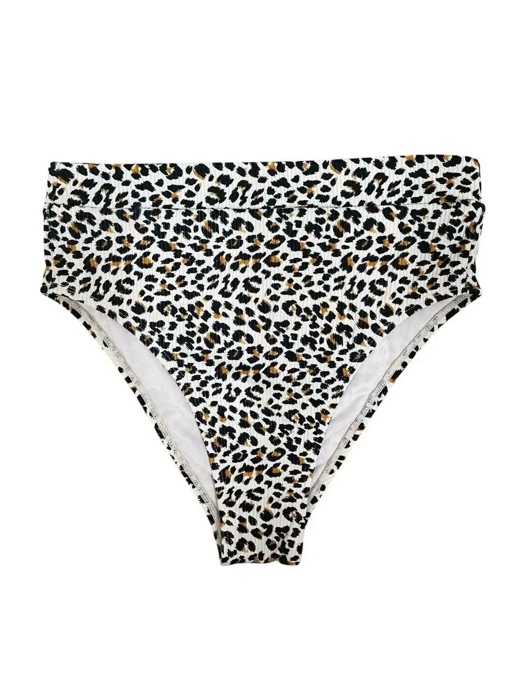 Leopard Print High Waist Bikini Bottom Women’s S White Black Swim Bottom